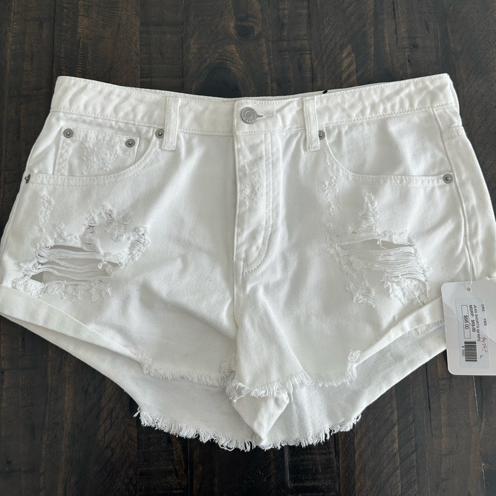 White Ripped Jean Shorts